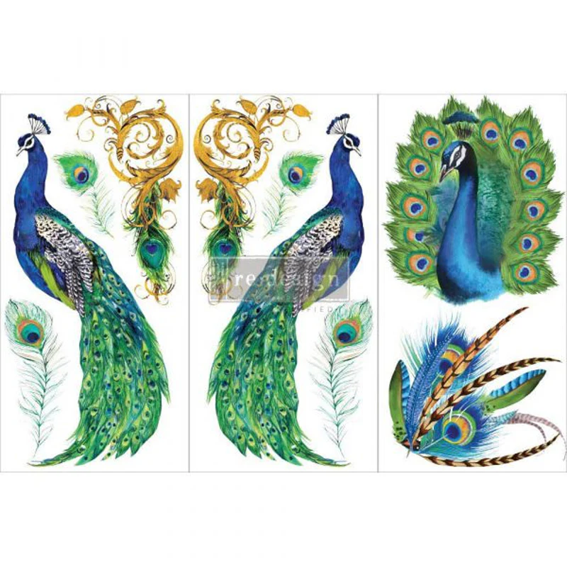 Redesign Decor Transfers "PEACOCK PARADISE" 15 x 30,5 cm