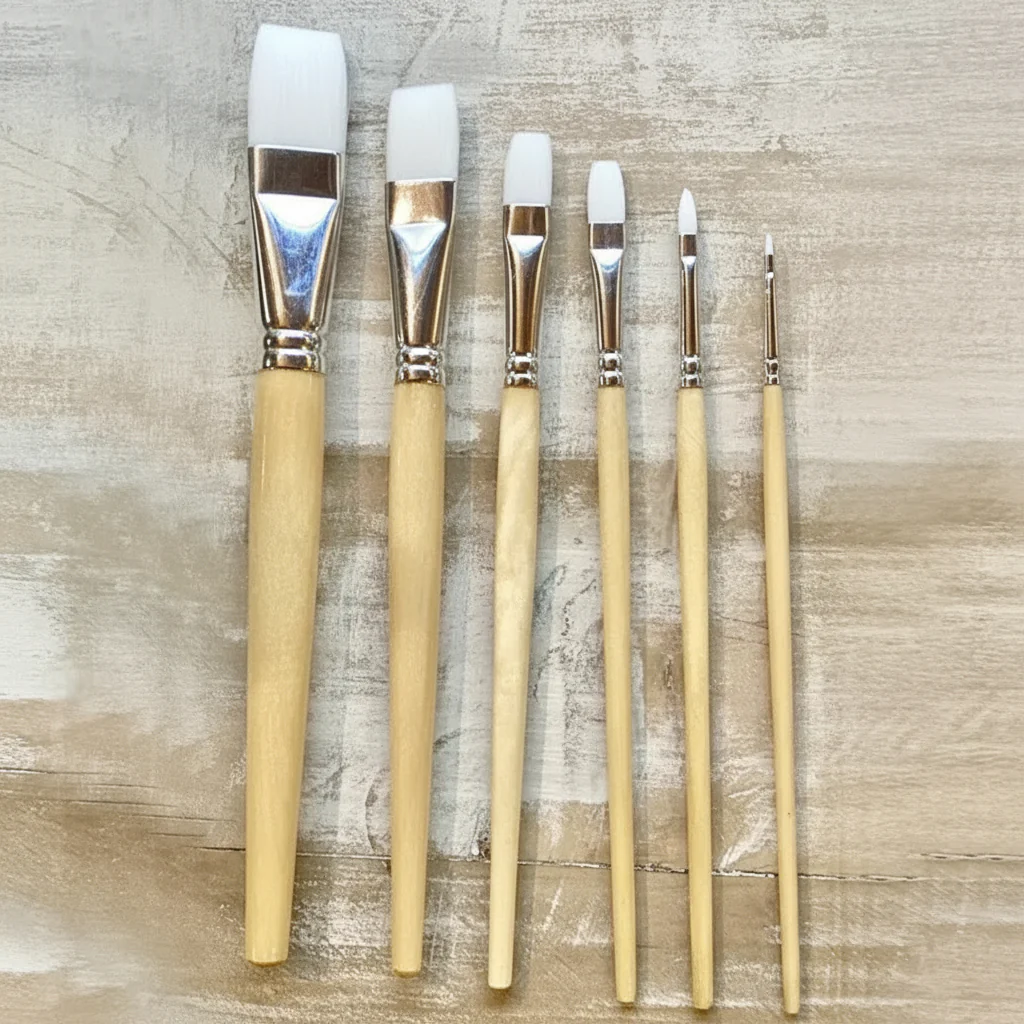 Set pennellini per decorazioni - Punta Piatta, 6 pezzi