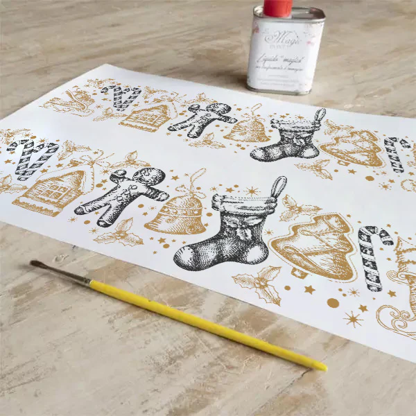 Stampa Trasferibile "NATALE, Bordo delle Feste" 28x40 cm