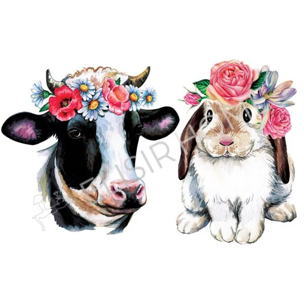 Stampa Trasferibile "PRIMAVERA, COW & BUNNY" 28X40 cm - Image 2