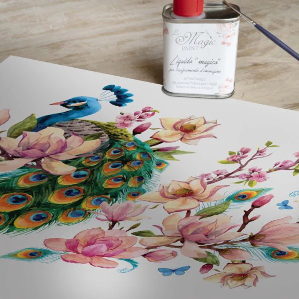 Stampa Trasferibile "PRIMAVERA, PEACOCK DREAM" 28X40 cm
