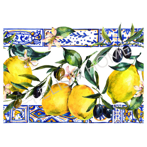 Stampa Trasferibile "SICILY TIME, LEMON BORDER" 28x40 cm - Image 2