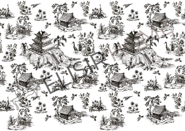Stampa Trasferibile "TOILE DE JOUY, CHINOISERIE" 28x40 cm - Image 2