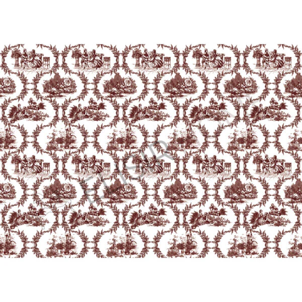Stampa Trasferibile "TOILE DE JOUY, GHIRLANDE BORDEAUX" 28x40 cm - Image 2