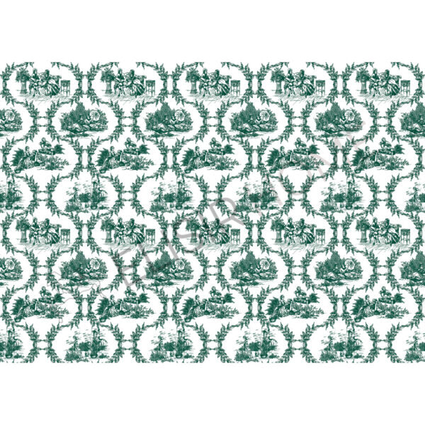 Stampa Trasferibile "TOILE DE JOUY, GHIRLANDE VERDE" 28x40 cm - Image 2