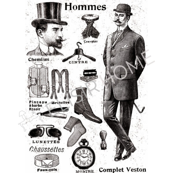 Stampa Trasferibile "VINTAGE, HOMMES" 28x40 cm - Image 2