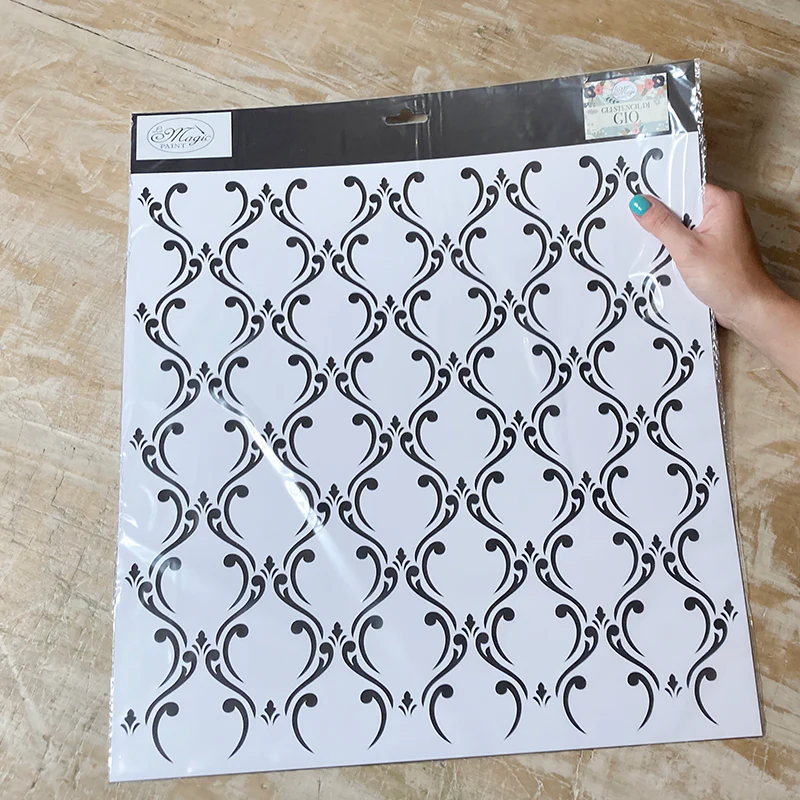 Stencil “Tappezzeria Barocca”, Magic Paint, riutilizzabile, 43×43 cm