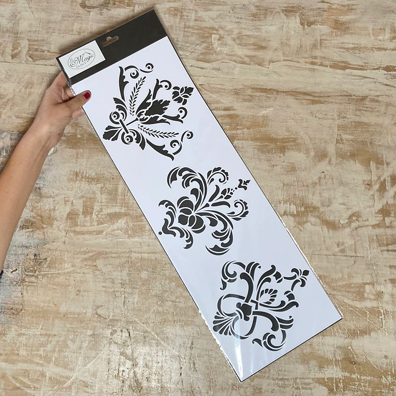 Stencil “Tris Orchid”, Magic Paint, riutilizzabile, 55x19 cm