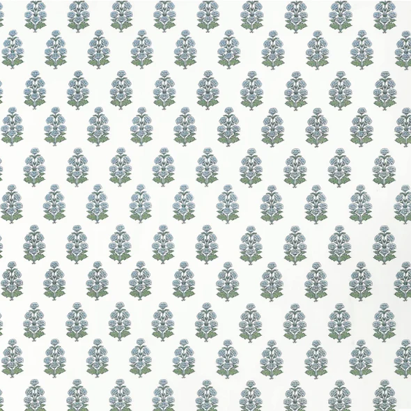 TESSUTO  "Audrey Bianco e Azzurro" boxwood | THIBAUT