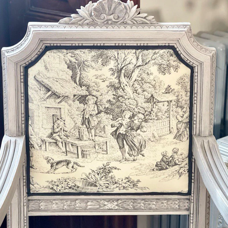 Tessuto in Cotone – Toile de Jouy – Antracite – al metro - Image 4