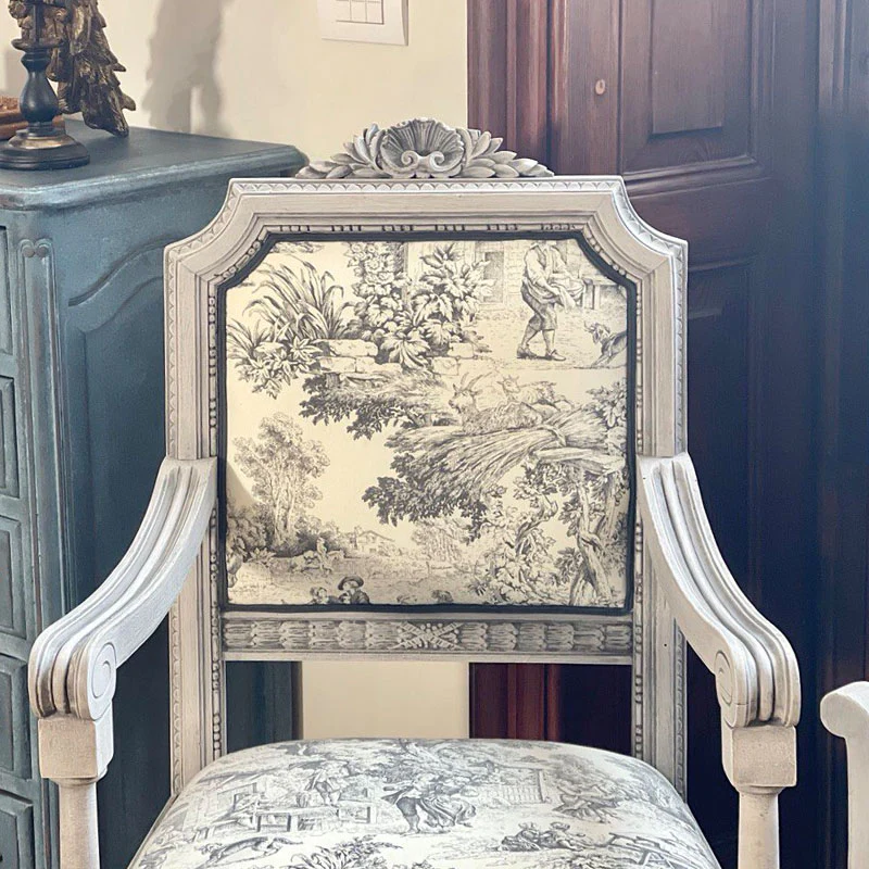 Tessuto in Cotone – Toile de Jouy – Antracite – al metro - Image 5
