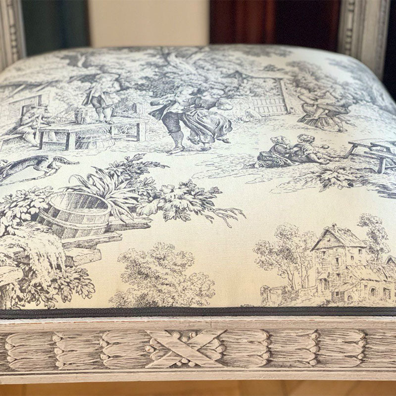 Tessuto in Cotone – Toile de Jouy – Antracite – al metro - Image 7