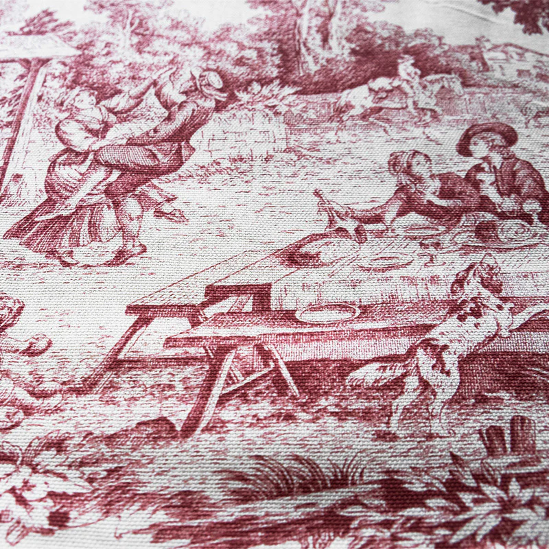 Tessuto in Cotone – Toile de Jouy – Rosso – al metro - Image 4