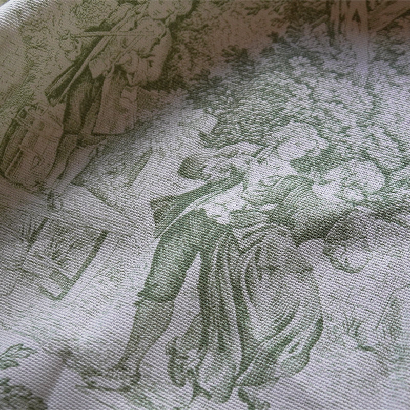 Tessuto in Cotone – Toile de Jouy – Verde – al metro - Image 3