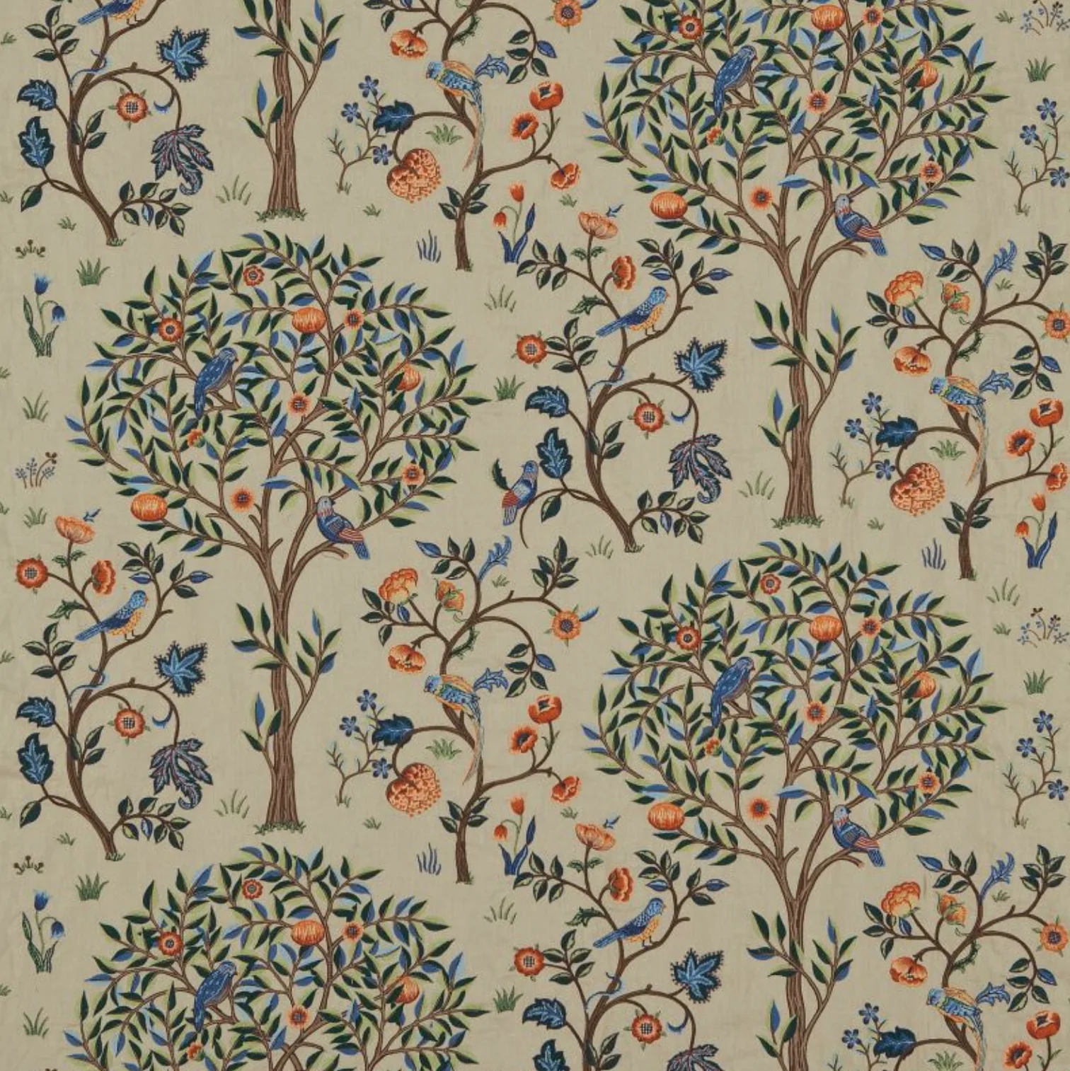 TESSUTO "KELMSCOTT TREE BLU" Morris & Co - Morris & Friends
