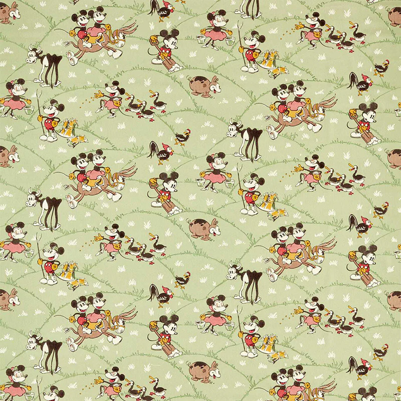 TESSUTO "MICKEY AT THE FARM MACARON GREEN" - Disney x HOME - Sanderson