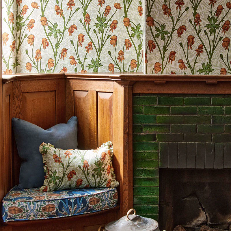 TESSUTO "MONKSHOOD TANGERINE/SAGE" - Morris & Co. - Sanderson - Image 3
