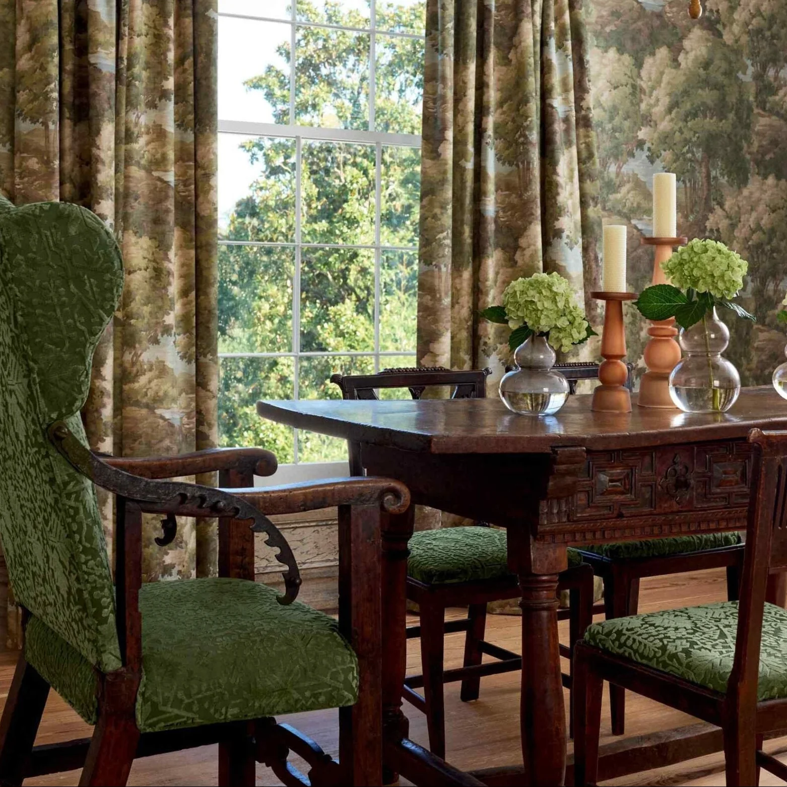 TESSUTO "Woodland Clearing Verde" boxwood | THIBAUT - Image 2
