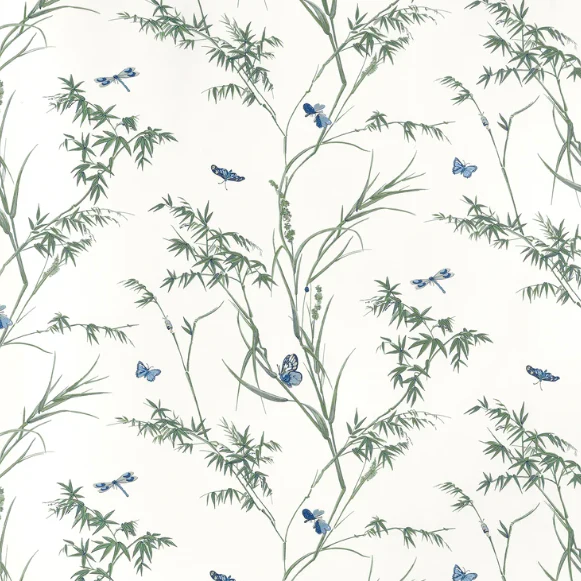 TESSUTO "Virginia tonu del blu" boxwood | THIBAUT