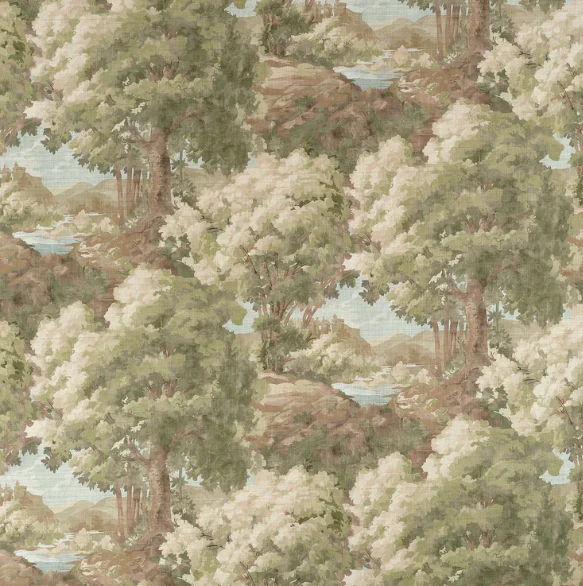 TESSUTO "Woodland Clearing Verde" boxwood | THIBAUT